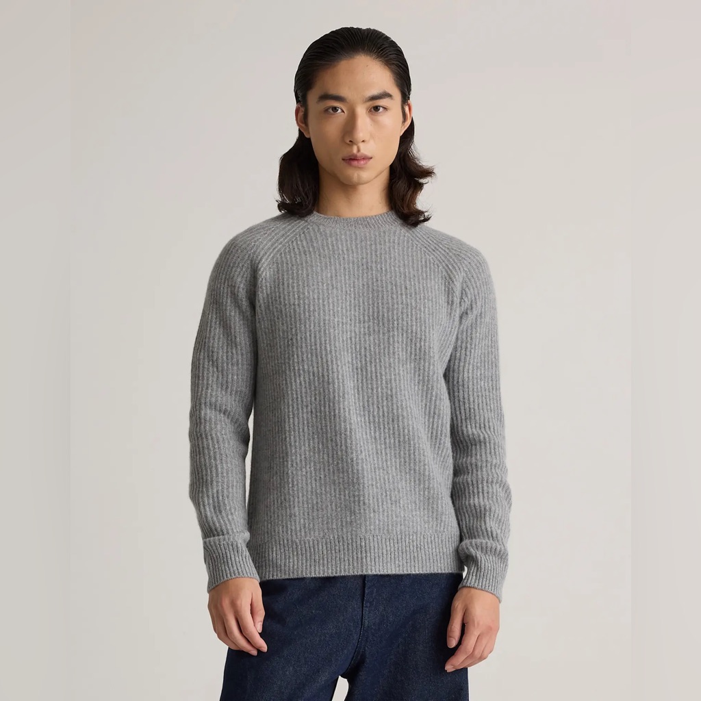 Quince Mongolian Cashmere Fisherman Crewneck Sweater Size Xl In Heather Grey